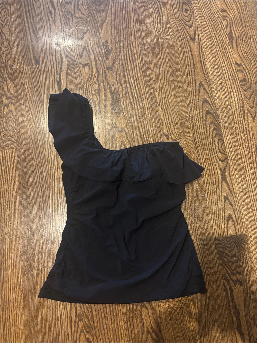 Profile By Gottex One-Shoulder Ruffle Swim Top - Black